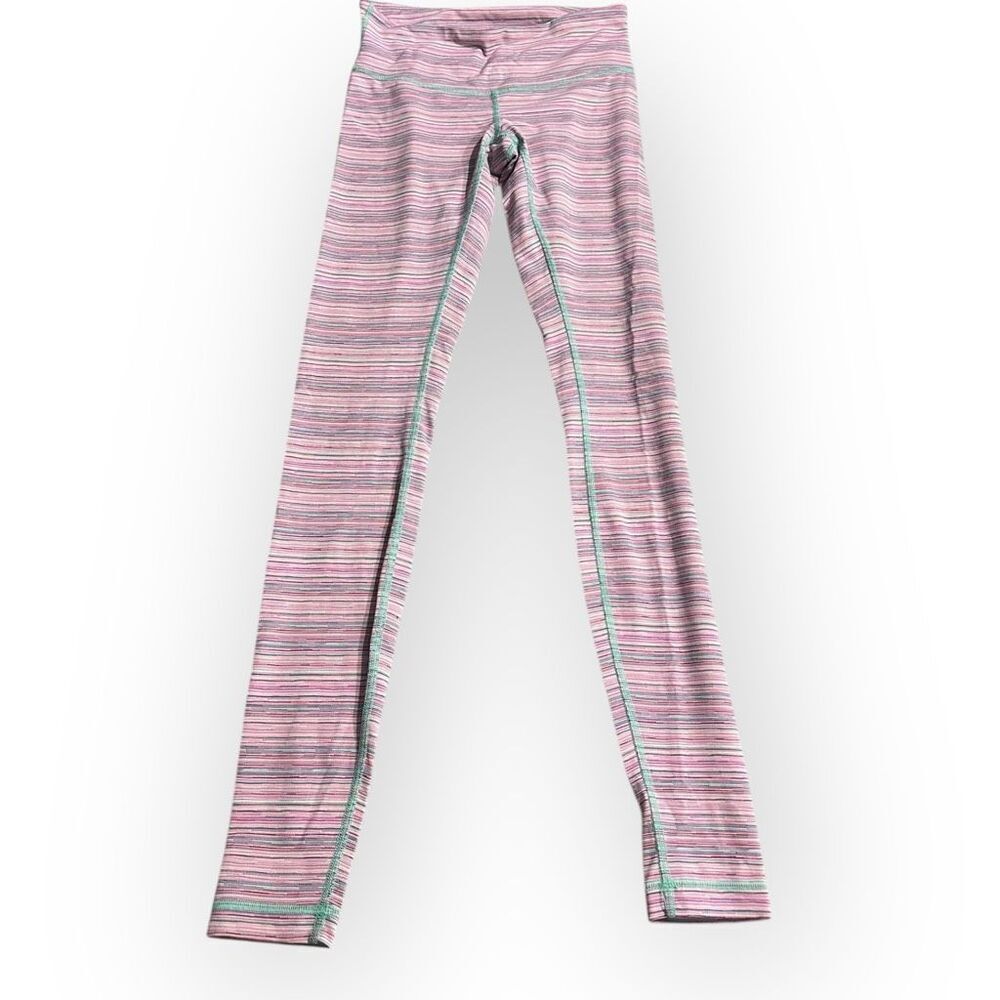 Lululemon 6 Wunder Under Crop III *Luxtreme Cyber Stripe Menthol Pink Green